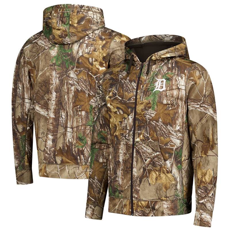 ダンブルック レディース トップス プルオーバー パーカー Men\u0027s Dunbrooke Camo Detroitigers Trophy Realtree Full-Zip Hoodie Tgreen 緑であること