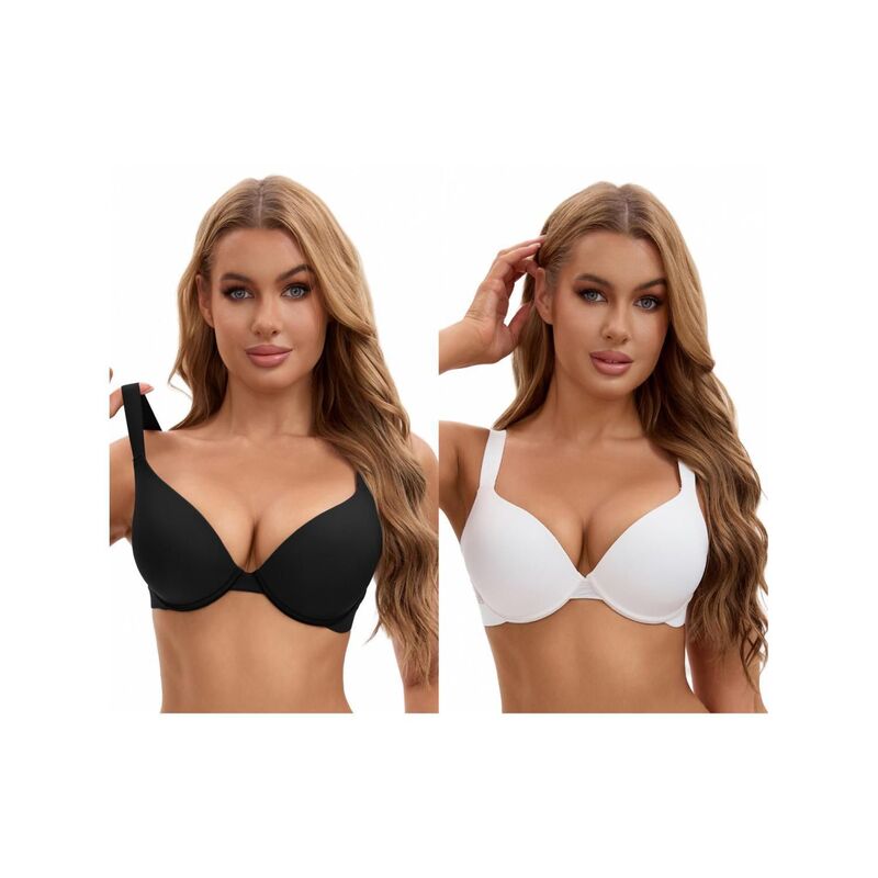 インスパイア シック レディース アンダーウェア ブラジャー INSPIRE CHIC 2 Packs Women's Push Up Underwire Adjustable Strapseamlessoft Bras White Black ホワイト｜ReVida 店 15,735円