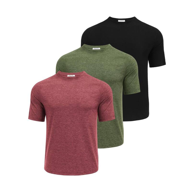 ピンぴかぴか光る レディース トップス プルオーバー PINSPARK Men\u0027s 3 Pack Quick Dry Workout Shirts Moisture Wicking Short Sleeve Athletic Gym Tees Blackarmy Green Red 赤いこと