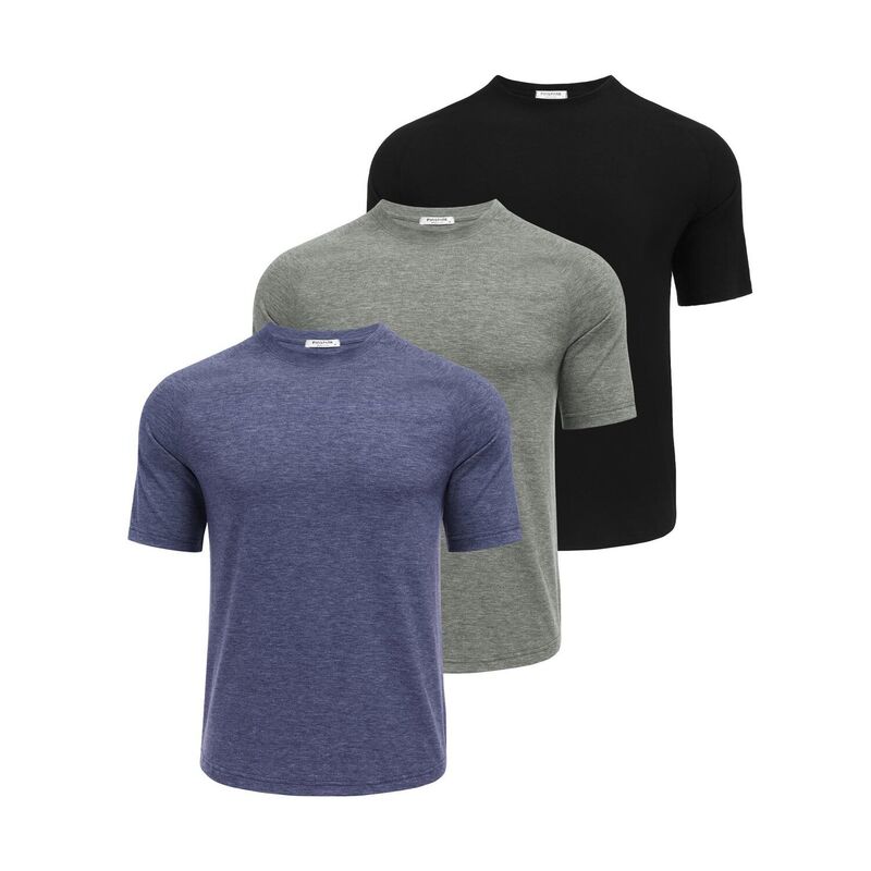 ピンぴかぴか光る レディース トップス プルオーバー PINSPARK Men\u0027s 3 Pack Quick Dry Workout Shirts Moisture Wicking Short Sleeve Athletic Gym Tees Blacklight Gray Blue 薄墨色