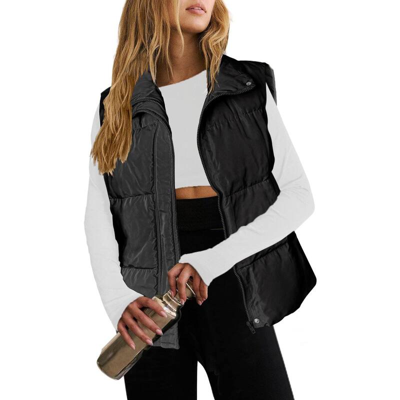 ジーグー レディース アウター ジャケット・ブルゾン ベスト ノースリーブ Zeagoo Women's Lightweight Stand Collar Puffer Vest Sleeveless Zip Up Outerwear Jackets with Pockets Black ブラック｜ReVida 店