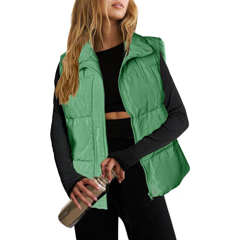 ジーグー レディース アウター ジャケット・ブルゾン ベスト ノースリーブ Zeagoo Women's Lightweight Stand Collar Puffer Vest Sleeveless Zip Up Outerwear Jackets with Pockets Green グリーン|ReVida 店