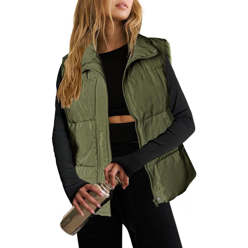 ジーグー レディース アウター ジャケット・ブルゾン ベスト ノースリーブ Zeagoo Women's Lightweight Stand Collar Puffer Vest Sleeveless Zip Up Outerwear Jackets with Pockets Olive オリーブ|ReVida 店