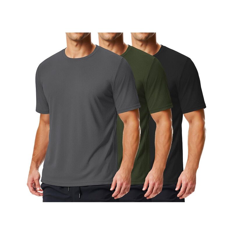 クーファンディ レディース トップス プルオーバー 労働者の一団のど首 COOFANDY 3 Pack Men\u0027 Workout Shirts Quick Dry Moisture Wicking Athletic T-Shirts Casual Crew Neck Black Army Green Grey 黒いこと
