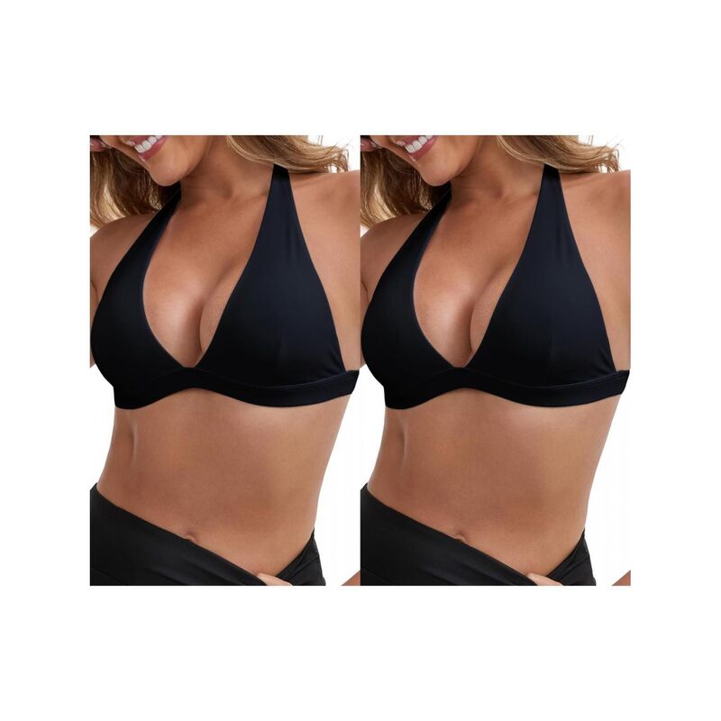 インスパイア 今めかしい レディース アンダーお召しもの ブラ 後ろ側食い違い ホルター INSPIRE CHIC 2 Packs Women\u0027s Halter Neck Plunge Wirefree Sports Bras Backless Cozy Workout Fitness Bralette Black 黒いこと