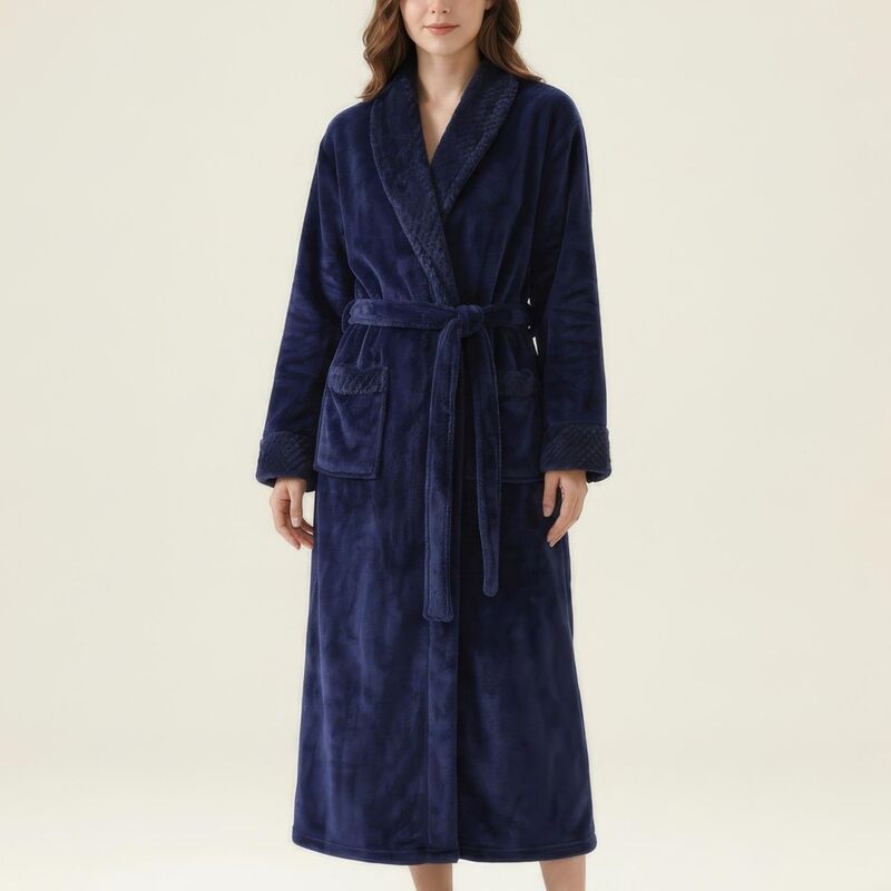 アンナカシ レディース アンダー御召しもの ナイト爵御召しもの つけ加える大きさ フリース Anna-Kaci Women\u0027s Long Plush Robe with Shawl Collar Tie Waist Belt Front Pocketsoft Fleece Robe Navy 米国海軍