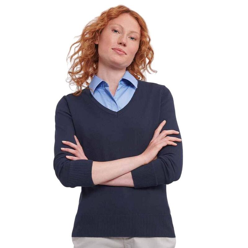 ラッセルアスレチック レディース トップス プルオーバー Vのど首 汗水 Russell Athletic Russell Collection Womens/Ladies Marl V Neck Sweatshirt French Navy 米国海軍