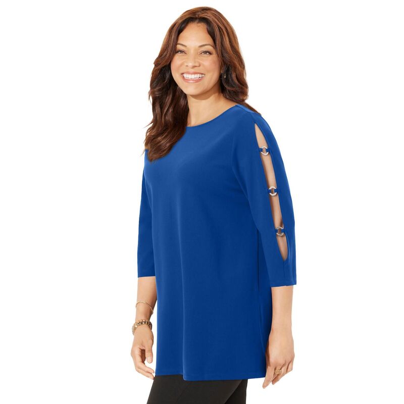 キャサリンズ レディース トップス プルオーバー つけ加える大きさ Catherines Women\u0027s Plusize Ponte Tunic Dark Sapphire サファイア