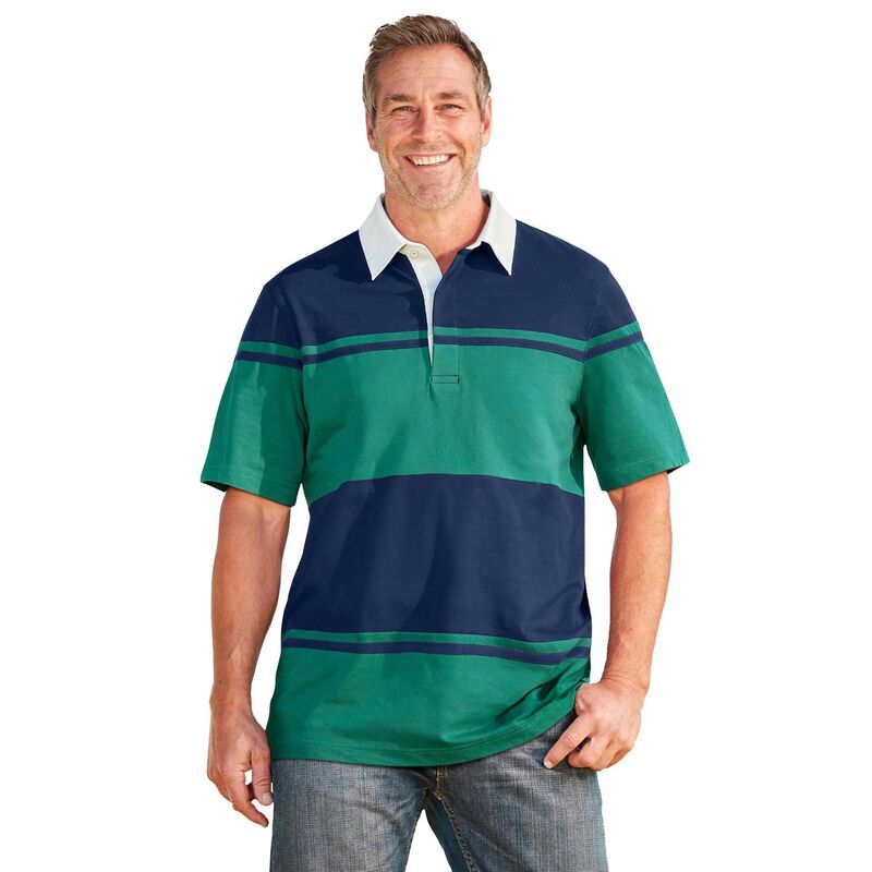 キングサイズ レディース トップス プルオーバー トール KingSize Men\u0027s Big \u0026 Tall Short Sleeve Rugby Shirt Navy Green Stripe 米国海軍