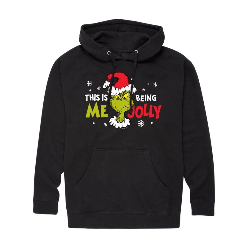 アニメ文字記号 レディース トップス プルオーバー パーカー グラフィック Licensed Character Men\u0027s Dr. Seuss Grinch This Me Being Jolly Graphic Hoodie Black 黒いこと
