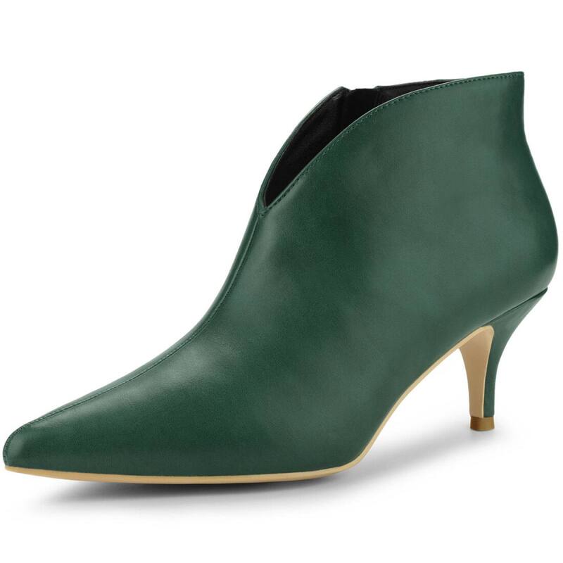 アレグラ ケー レディース シューズ ブーツ・レインブーツ カットアウト アンクル ヒール ALLEGRA K Women's Cutout Pointy Toe Stiletto Heels Boots Ankle Booties Forest Green グリーン|ReVida 店