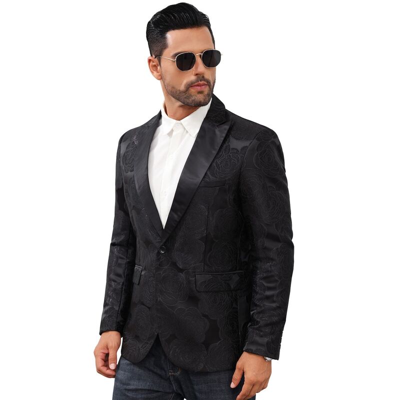 コジョイン レディース アウター 上衣・上衣 スポーツジャケット Kojooin Men\u0027stylishawlapel Blazer One Button Open Front Long Sleeve Suit Jacket Black 黒いこと