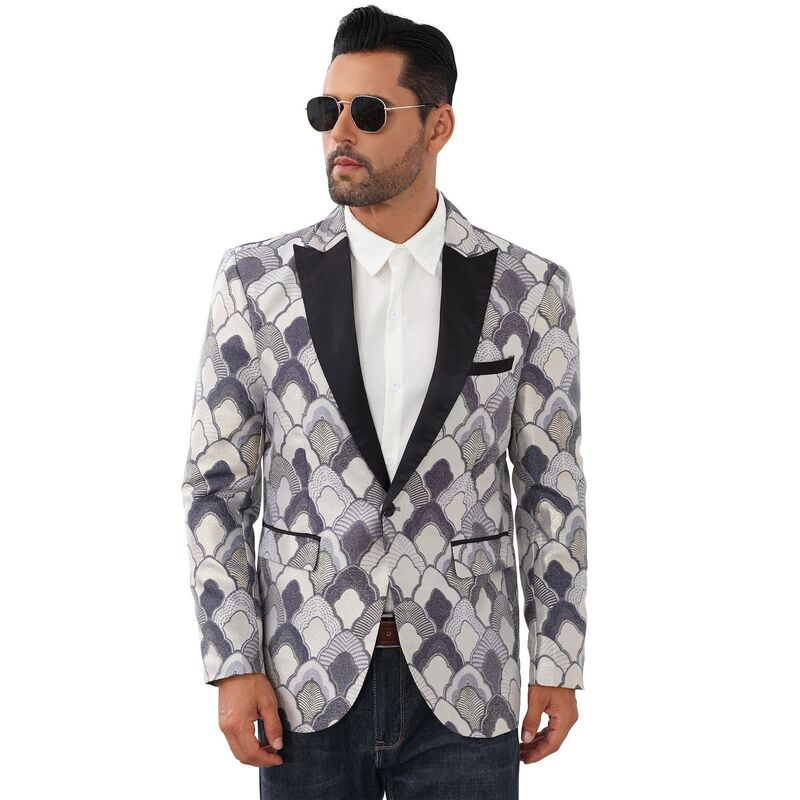 コジョイン レディース アウター 上衣・上衣 スポーツジャケット Kojooin Men\u0027stylishawlapel Blazer One Button Open Front Long Sleeve Suit Jacket Blue 青色