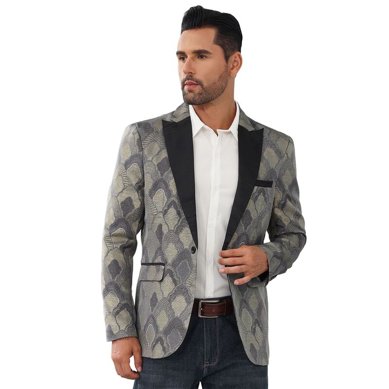 コジョイン レディース アウター 上衣・上衣 スポーツジャケット Kojooin Men\u0027stylishawlapel Blazer One Button Open Front Long Sleeve Suit Jacket Light Grey 薄墨色