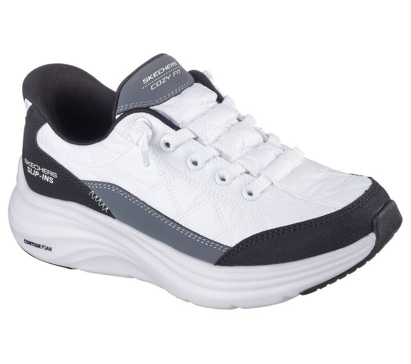 スケッチャーズ レディース シューズ スニーカー Skecherslip-Ins Girls Contour Foam Cozy Fit Sneakers White Black 白いこと