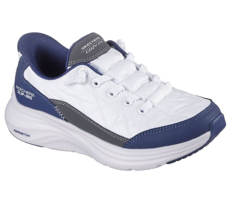 スケッチャーズ レディース シューズ スニーカー Skecherslip-Ins Girls Contour Foam Cozy Fit Sneakers White Navy 白いこと