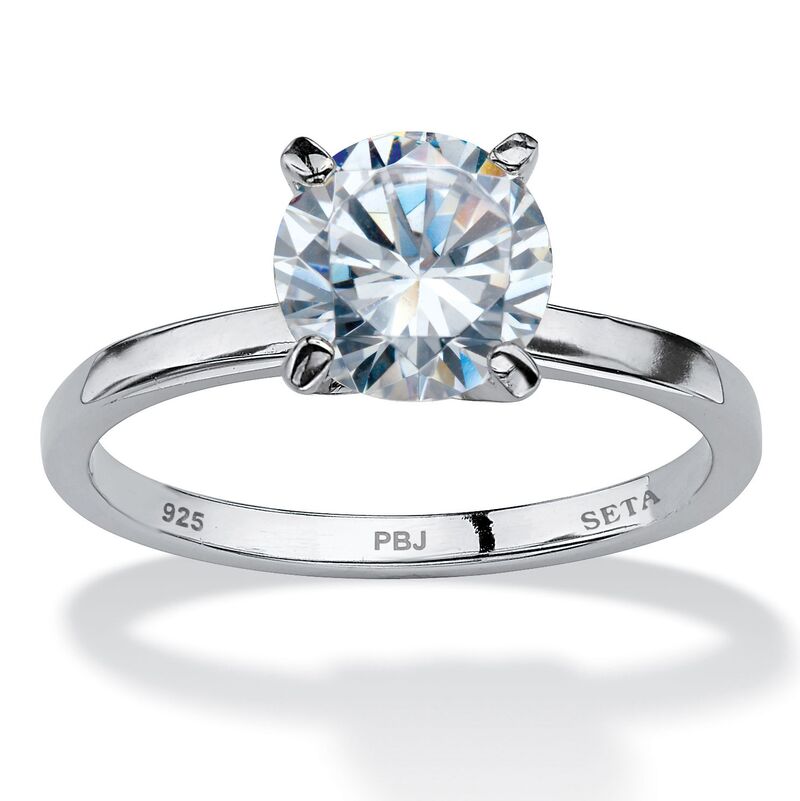 パームビーチジュエリー レディース アクセサリー リング PalmBeach Jewelry 2 TCW Round Cubic Zirconia Solitaire Ring in .925 Sterling White ホワイト｜ReVida 店