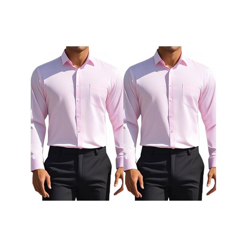 インスパイア 今めかしい レディース トップス プルオーバー 名取り草落ち込む INSPIRE CHIC 2 Packs Men\u0027s Dresshirtsolid Long Sleeve Formal Business Button Down Shirts with Pockets Pink サクラ色