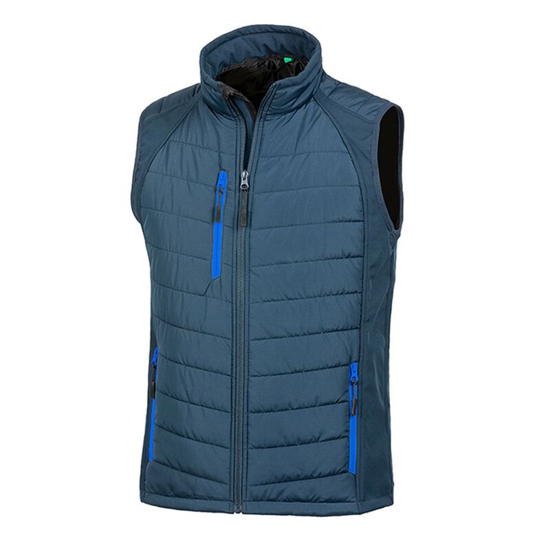 リザルト レディース アウター 上衣・上衣 ジレ Result Mens Black Compass Padded Soft Shell Gilet Navy And Royal Blue 米国海軍