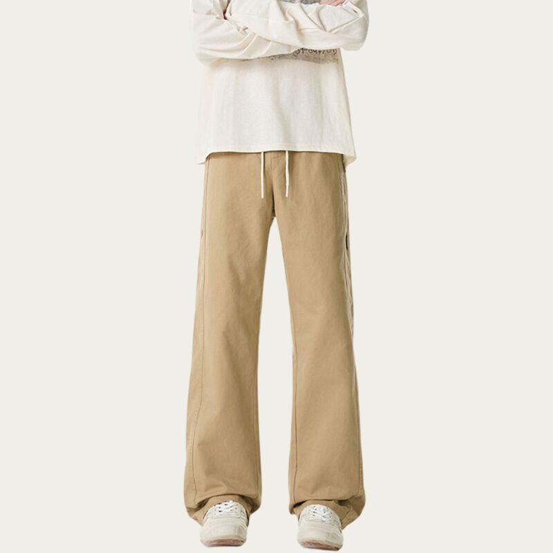 アンナカシ レディース ボトムス カジュアルパンツ リラックスフィット ストレート Anna-Kaci Men's Relaxed Fit Drawstring Pants with Elastic Waist and Straight Leg Silhouette Brown ブラウン|ReVida 店