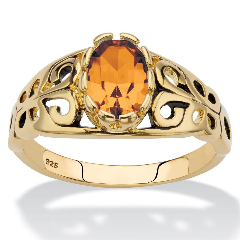 パームビーチジュエリー レディース アクセサリー リング PalmBeach Jewelry Simulated Birthstone Gold-Plated Sterling Silver Filigree Ring November Citrine ゴールド｜ReVida 店