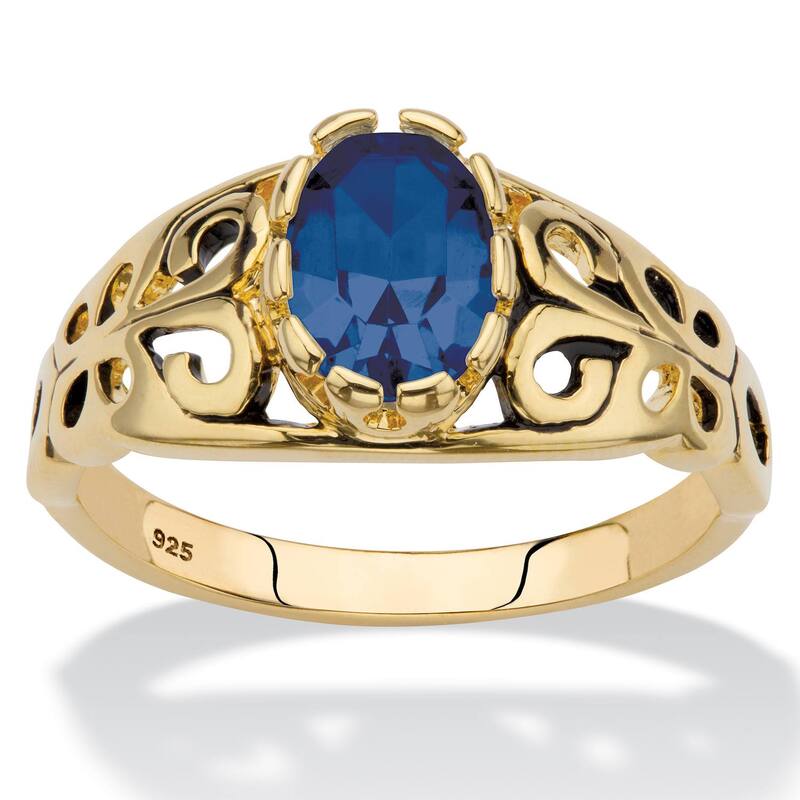 パームビーチジュエリー レディース アクセサリー リング PalmBeach Jewelry Simulated Birthstone Gold-Plated Sterling Silver Filigree Ring September Sapphire サファイア｜ReVida 店 14,985円