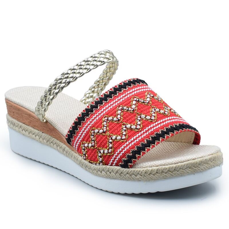 ヘンリーフェレーラ レディース シューズ サンダル プラットフォーム Henry Ferrera Zig Zag Women's Braided Straplatform Wedge Sandal Red レッド｜ReVida 店