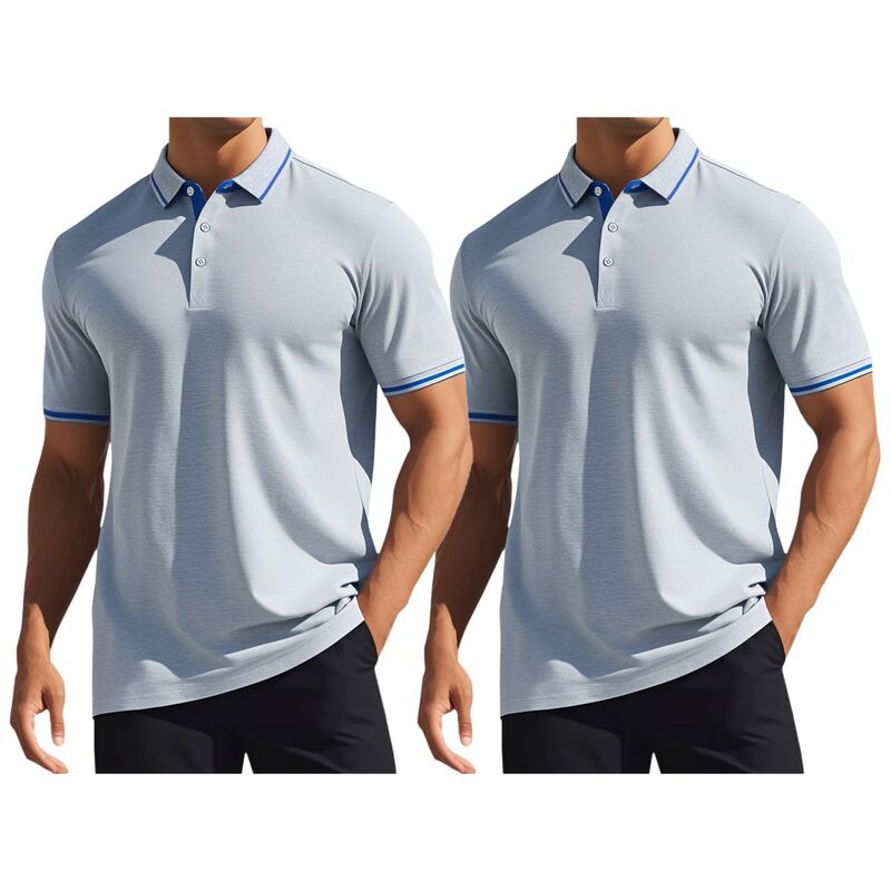 インスパイア 今めかしい レディース トップス プルオーバー レギュラー相応う スポーツシャツ INSPIRE CHIC 2 Packs Men\u0027s Polo Shirtshort Sleeves Classic Regular Fit Businessummer Golf Shirt Gray 薄墨色