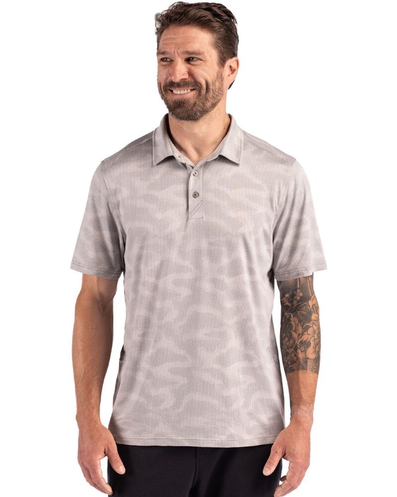 截断機アンドうしろ側 レディース トップス プルオーバー スポーツシャツ 刷り上げる Cutter \u0026 Buck Coastlinepicomfort Camo Print Recycled Mens Polo Concrete