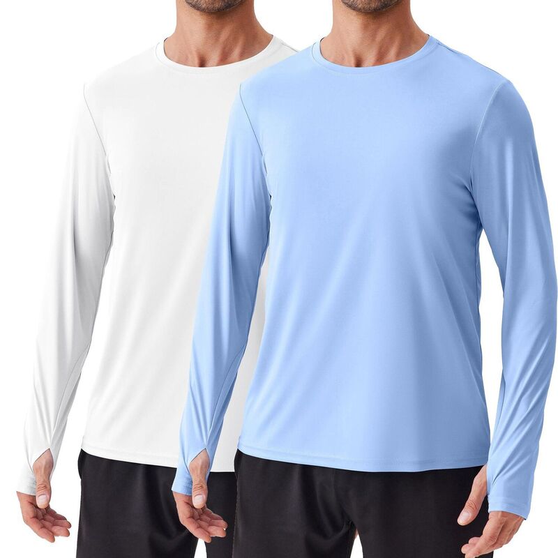 ピンぴかぴか光る レディース トップス プルオーバー PINSPARK Men\u0027s 2 Pack UPF50+ Long Sleeve Rash Guard Sun Protection Beach Fishing Swim Shirt Blue White 白いこと