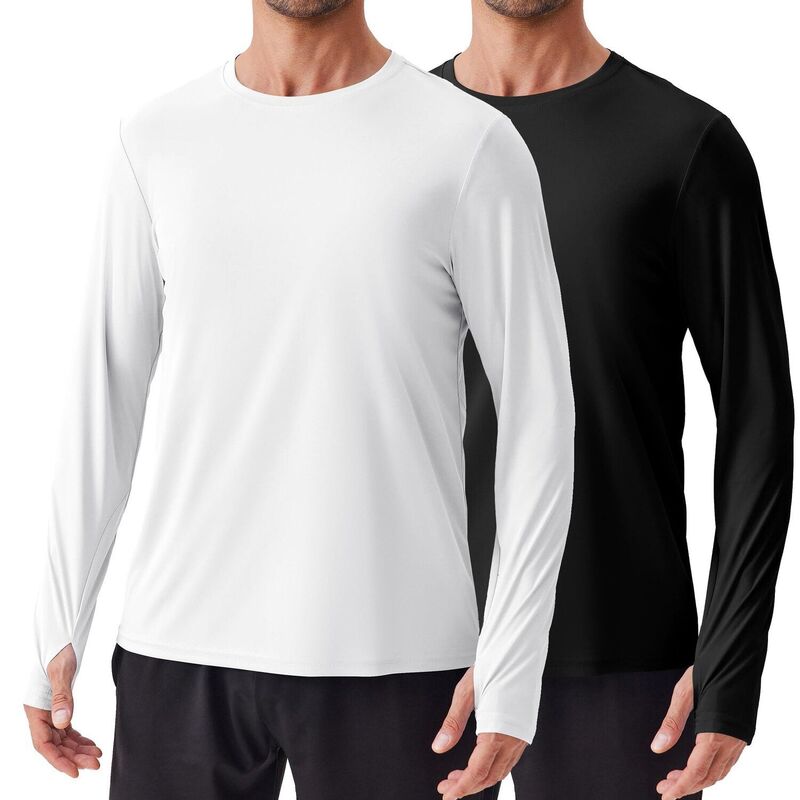 ピンぴかぴか光る レディース トップス プルオーバー PINSPARK Men\u0027s 2 Pack UPF50+ Long Sleeve Rash Guard Sun Protection Beach Fishing Swim Shirt Pack Black White 白いこと