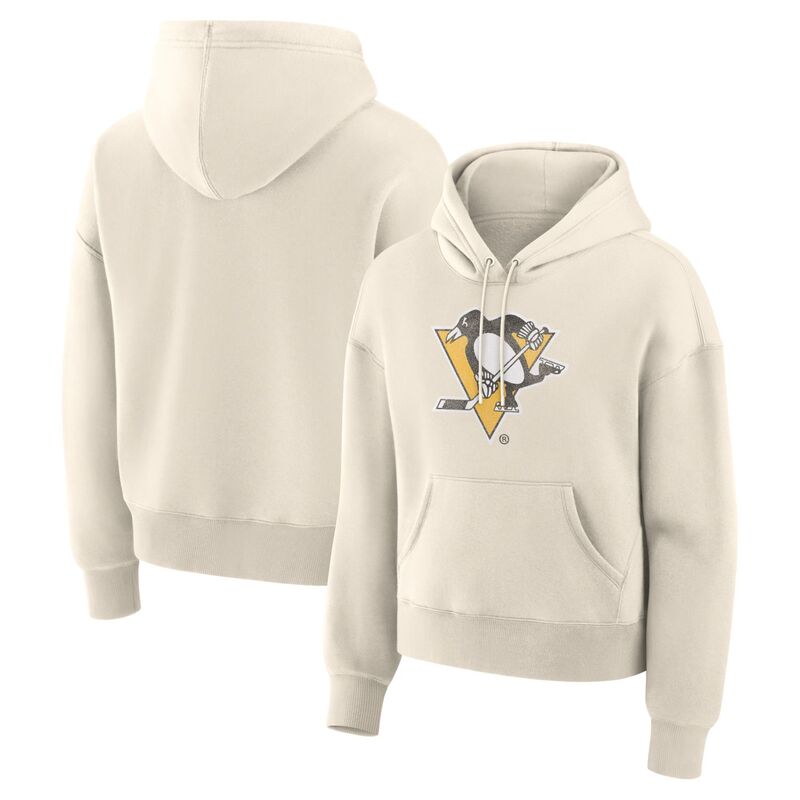 ファナティクス レディース トップス プルオーバー ロゴタイプ パーカー Women\u0027s Fanatics Cream Pittsburgh Penguins Distressed Logo Hoodie Png Beige ベージュ