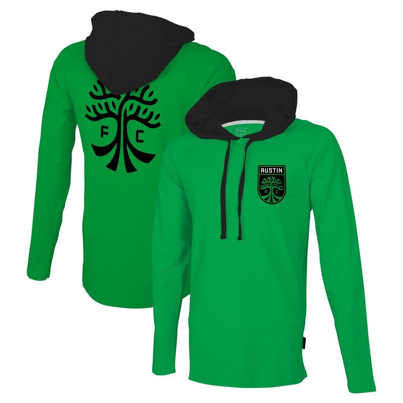 スタジアムエッセンシャルズ レディース トップス プルオーバー パーカー Men\u0027stadium Essentials Green Austin FC Tradition Raglan Hoodie Long Sleeve T-Shirt Afc Green 緑であること