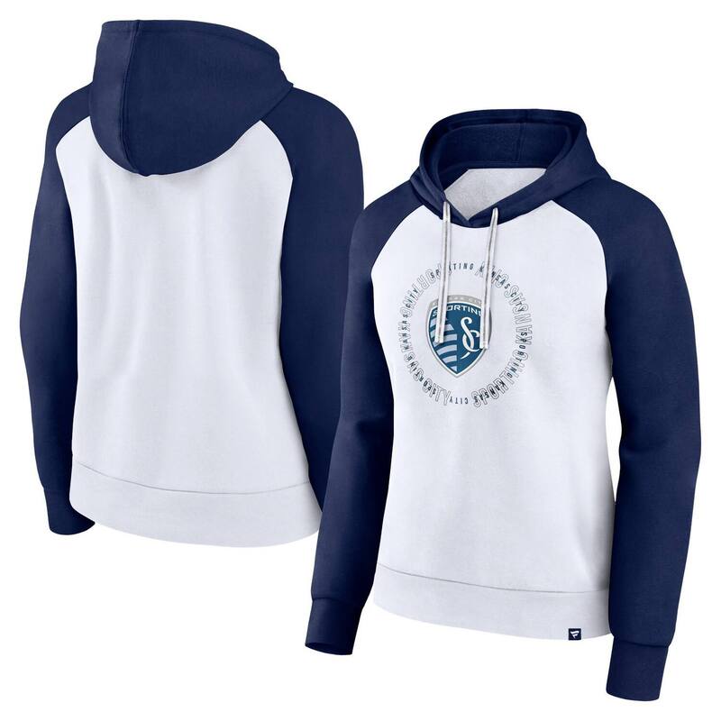 ファナティクス レディース トップス プルオーバー パーカー Women\u0027s Fanatics White/Navy Sporting Kansas City Instep Raglan Pullover Hoodie Spt White 白いこと