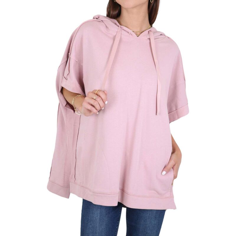 アンナカシ レディース トップス プルオーバー 半袖 パーカー Anna-Kaci Women\u0027s Boyfriend Short-sleeve Hoodie Mauve