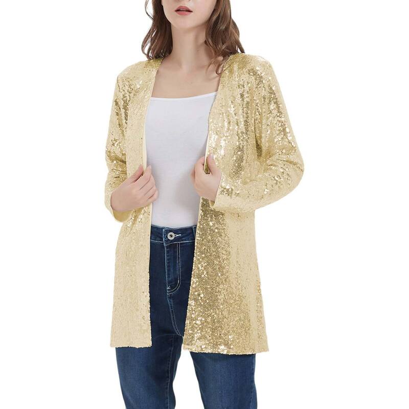 アンナカシ レディース アウター 上衣・上衣 スパンコール 厚地の外套 スポーツジャケット Anna-Kaci Women\u0027sequin Jacket Coat Blazer Party Cocktail Outerwear Gold ゴールド