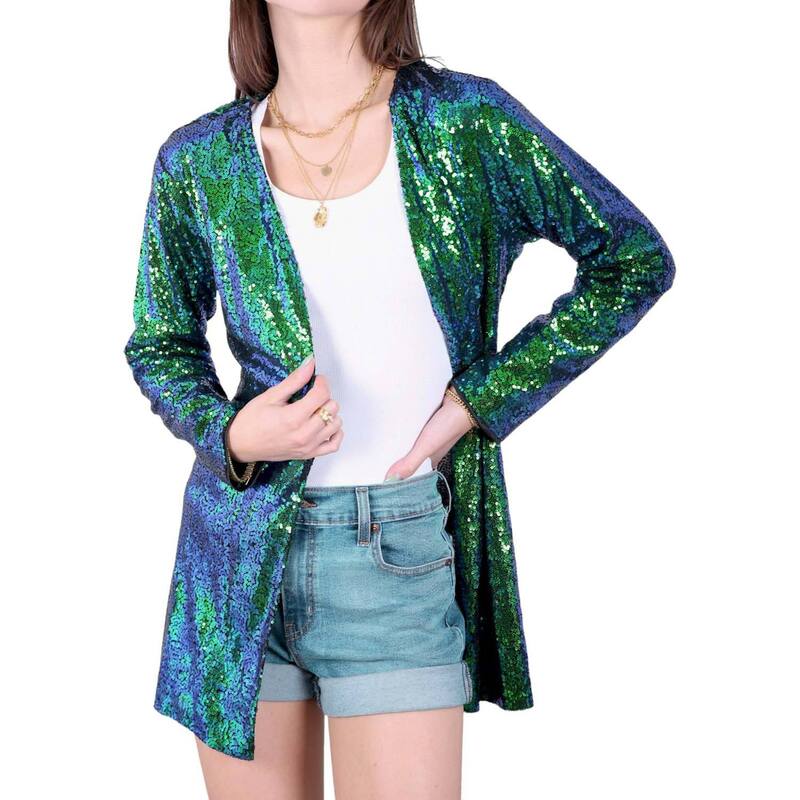 アンナカシ レディース アウター 上衣・上衣 スパンコール 厚地の外套 スポーツジャケット Anna-Kaci Women\u0027sequin Jacket Coat Blazer Party Cocktail Outerwear Mermaid