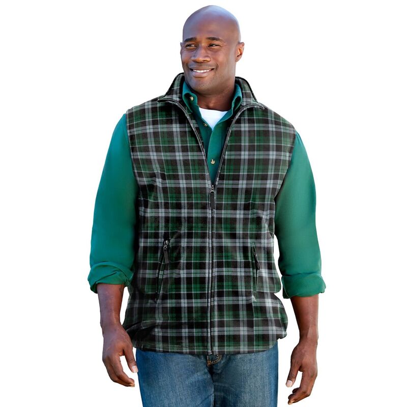 キングサイズ レディース アウター 上衣・上衣 足し加える大きさ トール より良い フリース KingSize Men\u0027s Big \u0026 Tall Explorer Plush Fleece Zip Vest Hunter Plaid 読み合わせる