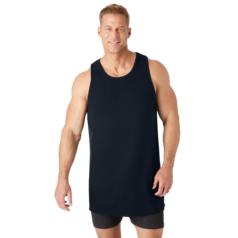 キングサイズ レディース トップス プルオーバー 肋筋 トール 綿織物 Kingsize Men\u0027s Big \u0026 Tallonger Length Ribbed Cotton Tank Black 黒いこと