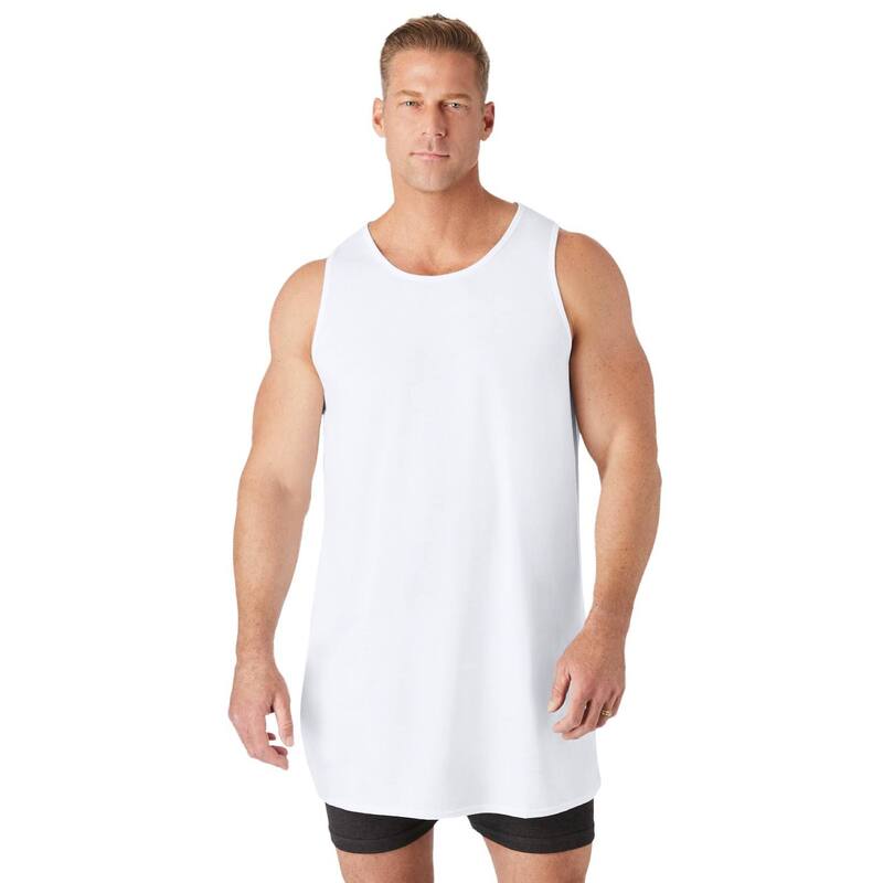 キングサイズ レディース トップス プルオーバー 肋筋 トール 綿織物 Kingsize Men\u0027s Big \u0026 Tallonger Length Ribbed Cotton Tank White 白いこと