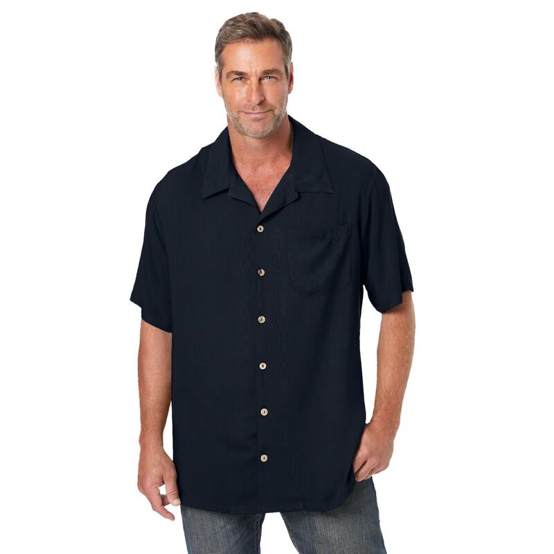 キングサイズ レディース トップス プルオーバー トール KingSize Men\u0027s Big \u0026 Tall Solid Camp Shirt Black 黒いこと