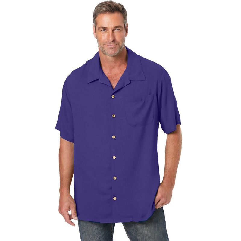 キングサイズ レディース トップス プルオーバー トール KingSize Men\u0027s Big \u0026 Tall Solid Camp Shirt Purple Island パープル