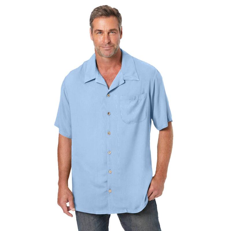 キングサイズ レディース トップス プルオーバー トール KingSize Men\u0027s Big \u0026 Tall Solid Camp Shirt Sky Blue 青み