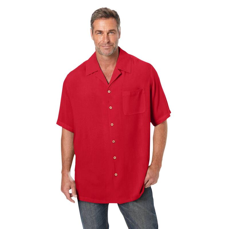 キングサイズ レディース トップス プルオーバー トール KingSize Men\u0027s Big \u0026 Tall Solid Camp Shirtrue Red 赤いこと