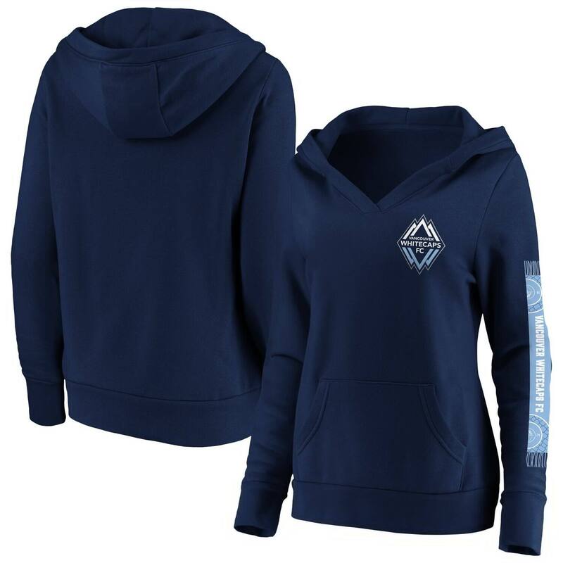 ファナティクス レディース トップス プルオーバー V素っ首 旗がしら フリース パーカー Women\u0027s Fanatics Navy Vancouver Whitecaps FC Fleece Scarf Sleeve V-Neck Pullover Hoodie Vwc Navy 米国海軍