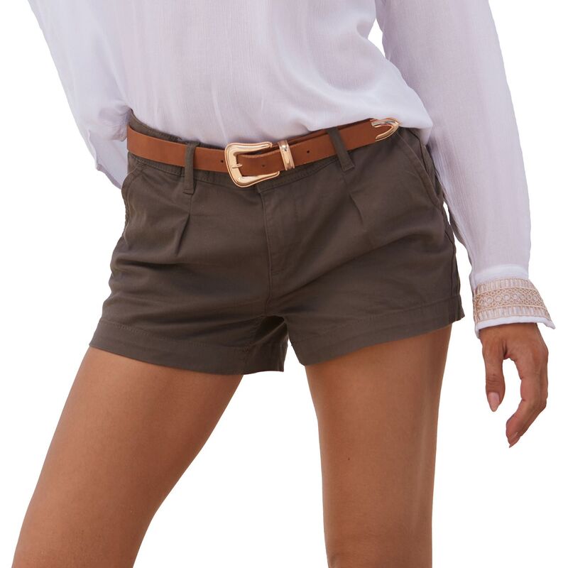ラスカーナ レディース ボトムス ハーフパンツ・ショーツ ショートパンツ Lascana Women's Front Pleat Shorts Olive オリーブ｜ReVida 店