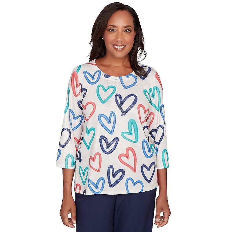 アルフレッド ダナー レディース トップス プルオーバー 編み物 Women\u0027s Alfredunner Tossed Heart Pattern Knitop No Color