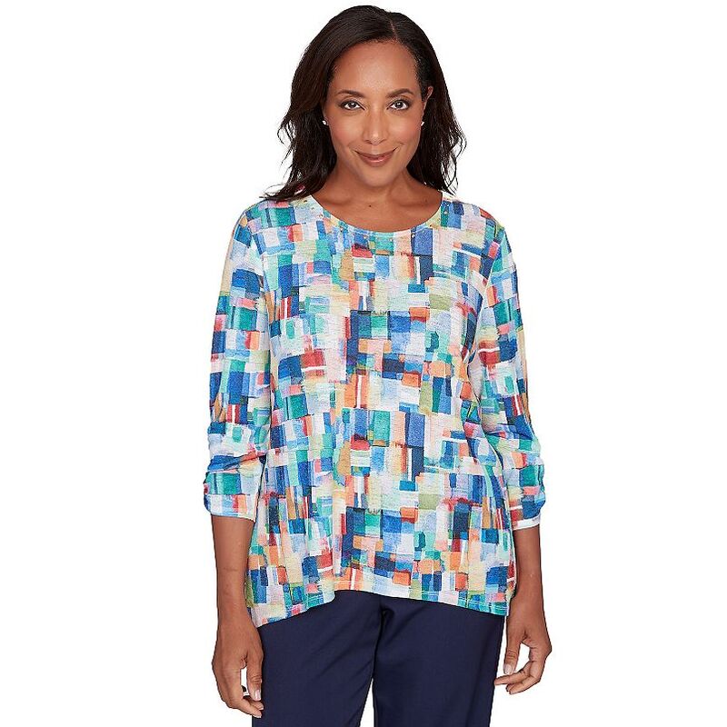 アルフレッド ダナー レディース トップス プルオーバー 刷り上げる 色つや立ちはだかる Women\u0027s Alfredunner Tile Print Colorblock Textured Top No Color