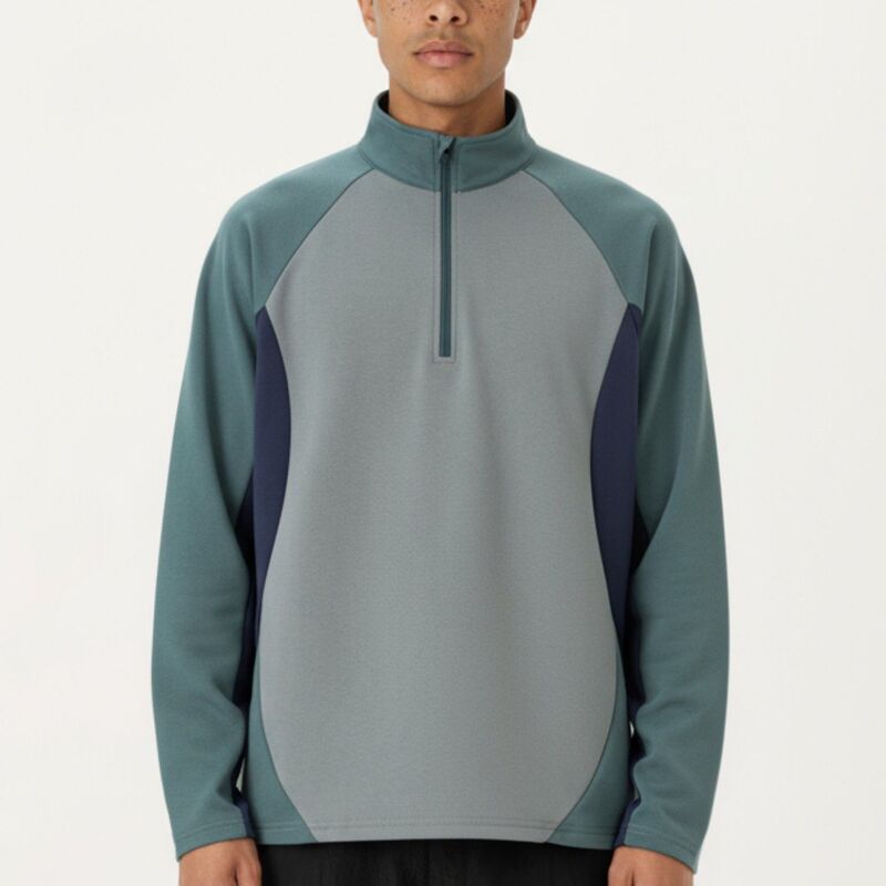 アンナカシ レディース トップス プルオーバー ハーフジップ Anna-Kaci Men\u0027s Long Sleeve Quarter Zipullover with Color Block Panels and Stand Collar Olive Green 緑であること