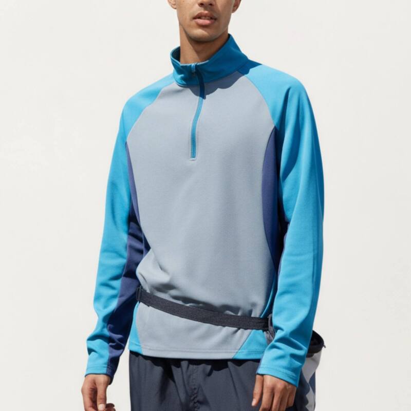 アンナカシ レディース トップス プルオーバー ハーフジップ Anna-Kaci Men\u0027s Long Sleeve Quarter Zipullover with Color Block Panels and Stand Collar Teal ティール